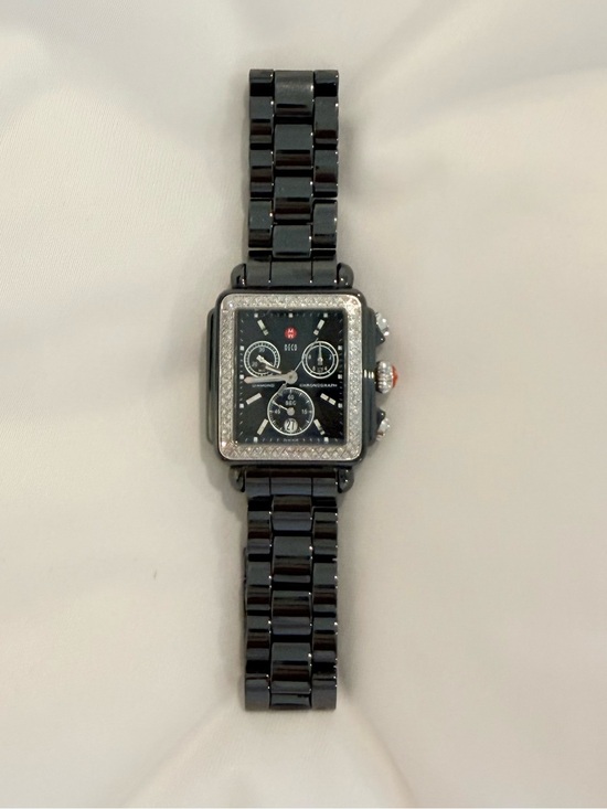 Michele Other - Michele Black Ceramic Deco Chronograph Watch with Diamond Bezel and Black Dial